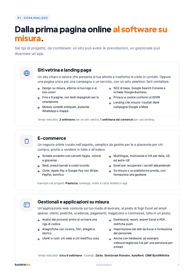"What I build" page