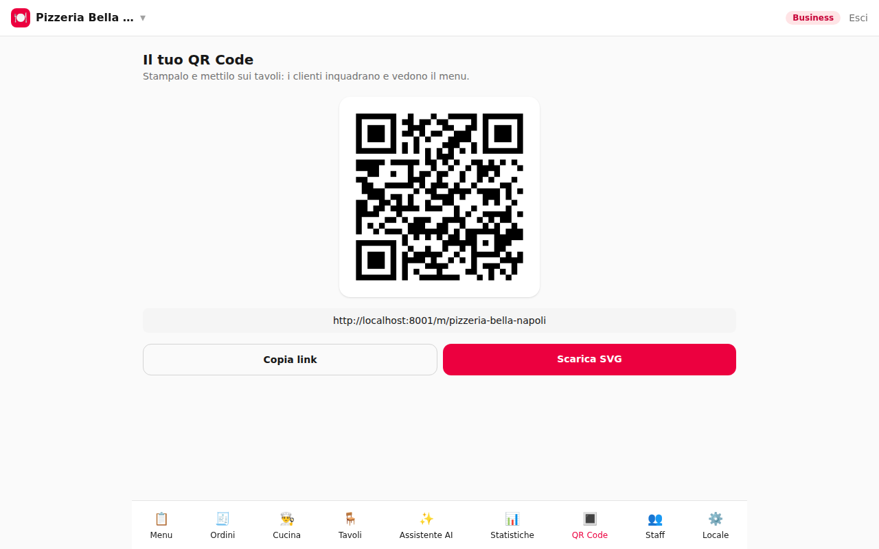 Generazione QR code nel pannello